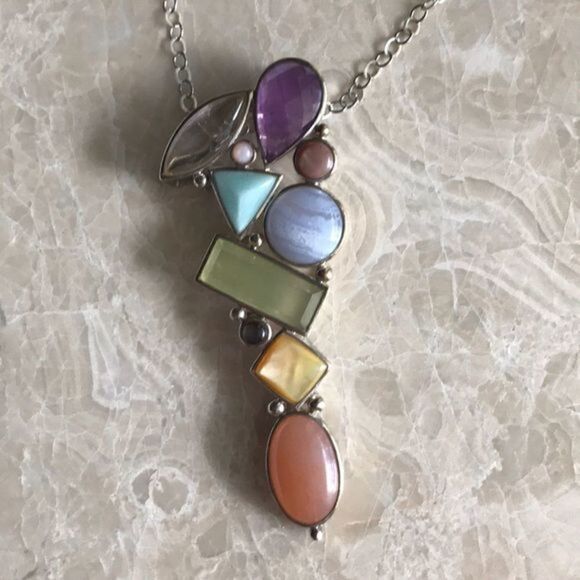 925 silver real amethyst  real stones necklace​ - Picture 3 of 8